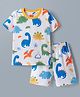 Babyhug Cotton Knit Half  Sleeves T-Shirt & Shorts Co-ord Night Suit With Dino Print - White