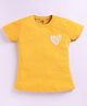 Kidcity Cotton Knit Half Sleeves Love Text Printed Top - Golden