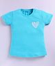Kidcity Cotton Knit Half Sleeves Love Text Printed Top - Aqua Blue
