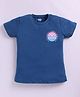 Kidcity Cotton Knit Half Sleeves Waves Printed Top - Navy Blue