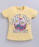 Kidcity Cotton Knit Half Sleeves Floral & Happy Life Text Printed Top - Yellow