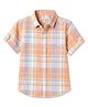 JASH KIDS Cotton Knit Half Sleeves Checked Shirt - Peach