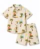 JASH KIDS Cotton Knit Half Sleeves Shirt & Shorts Co-Ord Set With Crocodile Print - Lemon Yellow