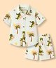 JASH KIDS Cotton Knit Half Sleeves Shirt & Shorts Co-Ord Set With Crocodile Print - Mint