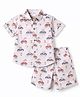 JASH KIDS Cotton Knit Half Sleeves Shirt & Shorts Co-Ord Set With Animal & Car Print - Rust Orange