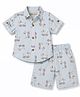 JASH KIDS Cotton Knit Half Sleeves Puppy Printed Co-Ords Shirt & Shorts Set - Light Blue