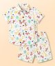 JASH KIDS Cotton Knit Half Sleeves Animal Printed Co-Ords Shirt & Shorts Set - OffWhite