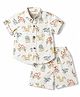 JASH KIDS Cotton Knit Half Sleeves Shirt & Shorts Set Dino Print - Peach
