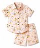 JASH KIDS Cotton Knit Half Sleeves Beach Theme & Bear Printed Co-Ords Shirt & Shorts Set - Peach
