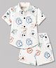 JASH KIDS Cotton Knit Half Sleeves Artist Theme Printed Co-Ords Shirt & Shorts Set - OffWhite
