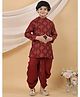 Superminis Silk Woven Full Sleeves Bandhani Printed Kurta & Dhoti Set -  Maroon