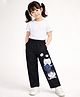Superminis Denim Knit Cat Printed Jeans - Black