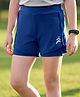 Pine Active Knit High Stretch Knee Length Solid Shorts With Tights - Blue