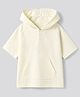 Primo Gino Cotton Knit T-Shirt Oversized Drop Shoulder Half Sleeves Henley With Hood Offwhite 6-7 Years