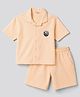 Primo Gino 100% Cotton Popcorn Textured Oversized Drop Shoulder Half Sleeves Solid Colour Shirt & Shorts Set- Beige