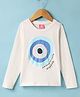 Wingsfield Half Sleeves Sequins Embellished Evil Eye Printed Top - Cream