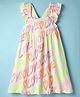 Wingsfield Sleeveless Frill Detailed Love Text Printed Knee Length Dress - Multi Colour