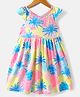 Wingsfield Cap Sleeves Tropical Theme Printed Knee Length Dress - Multi Colour