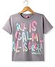 Wingsfield Half Sleeves Shimmer Detailed Typography Printed Top - Grey