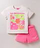 Wingsfield  Half Sleeves Tropical Theme Printed Top & Shorts Set - Cream