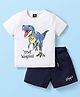 Wingsfield Half Sleeves Tyrannosaurus Rex Printed Tee & Shorts Set - White