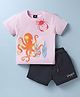 Wingsfield Half Sleeves Sea Life Printed Tee & Shorts Set - Pink