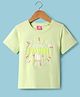 Wingsfield Half Sleeves Typography Puff Printed Top - Green