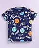 Kidcity Cotton Knit Half Sleeves Typography Printed Tee - Navy Blue