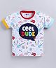 Kidcity Cotton Knit Half Sleeves Cool Dude Text Printed Tee - White