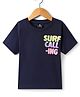 Wingsfield Half Sleeves Shimmer Detailed Typography Printed Tee - Blue
