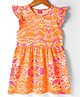 Wingsfield Cap Sleeves Abstract Printed Knee Length Dress - Multi Colour