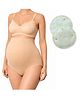 TUMMY Cotton blend Woven Pack Of 3 Solid Maternity Bra With High Waist Panty & Breast Pads - Beige
