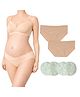 TUMMY Cotton blend Woven Pack Of 3 Solid Maternity Bra With Low Waist Panty & Breast Pads - Beige