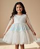 KIDSDEW Mesh Woven Sleeveless Sequins Embellished Tiered Dress - White