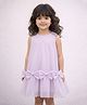 KIDSDEW Mesh Woven Sleeveless Bow Applique Detailed Dress - Lavender