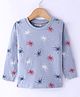 Rikidoos Embosis Hosiery Woven Full Sleeve T-Shirt with Sparkle Print - Light Blue