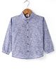 Rikidoos Cotton Woven Full Sleeves Mandarin Collar Solid Shirt - Blue