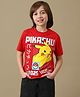 Kidsville Cotton knot Half Sleeves Pokemon Featuring Half Sleeves Pikachu Printed Tee - Red