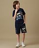 Kidsville Cotton Knit SEGA Featuring Half Sleeves Sonic The Hedgehog Printed Tee & Shorts Set - Navy Blue
