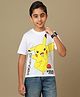 Kidsville Cotton Knit Pokemon Featuring Half Sleeves Pikachu  Printed Tee - White