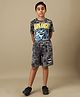 Kidsville Cotton DC Comics Featuring Half Sleeves Batman Printed Tee & Shorts Set - Grey & Black