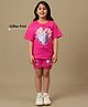 Kidsville Cotton Disney Frozen Featuring Half Sleeves Elsa & Anna Printed Tee & Shorts Set - Pink