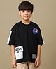 Kidsville Cotton Knit Half Sleeves NASA Space Theme Printed Tee - Black