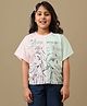 Kidsville Cotton Knit Disney Frozen Featuring Half Sleeves Elsa & Anna Printed Tee - Pink & Green