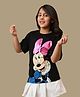 Kidsville Cotton Knit Mickey & Friends Featuring Half Sleeves Minnie Mouse Printed Tee - Black