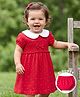 Babyhug Single Jersey Knit Half Sleeves Smocked Frock with Polka Dot Print & Bloomer - Dark Pink