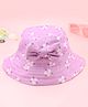 Babyhug Twill Woven Floral Printed Bucket Cap With Bow Applique Lavender - Diameter 16 cm