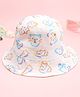 Babyhug Twill Woven Animal Printed Bucket Cap White - Diameter 16.5 cm