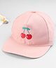 Babyhug Twill Woven Baseball Cap with Cherry Embroidery Pink - Diameter 18 cm