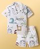 JASH KIDS Cotton Knit Half Sleeves Co-Ord Shirt & Shorts Set With Beach Print - White